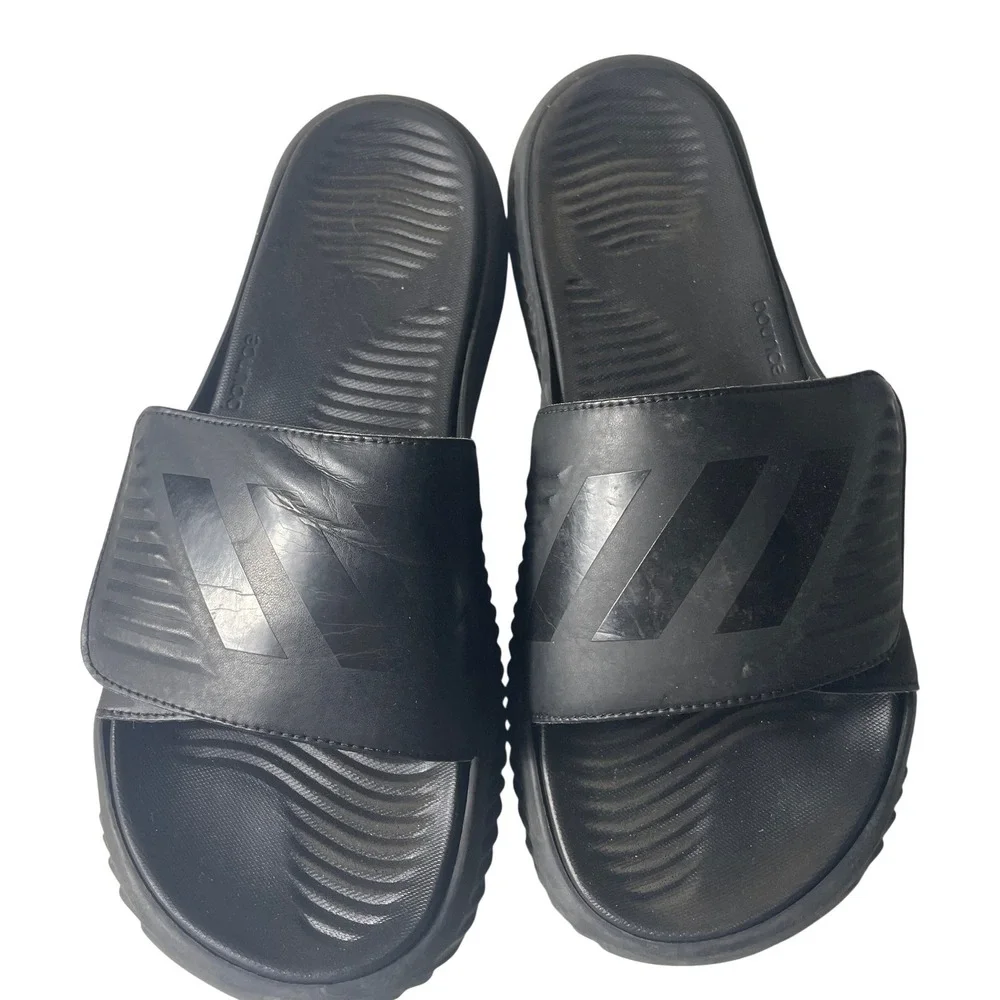 Adidas Mens AlphaBounce Slides Size 11 Black Sporty Comfort Sandals B41720